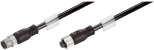 PROFINET cable, M12 socket, straight to M12-plug, straight, Cat 5e, SF/UTP, Radox GKW S, 10 m, black