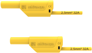 Measuring lead with (4 mm plug, spring-loaded, straight) to (4 mm plug, spring-loaded, straight), 500 mm, yellow, PVC, 1.0 mm², CAT II