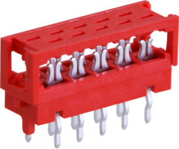 Pin header, 10 pole, pitch 1.27 mm, straight, red, 8-215570-0
