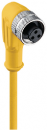 Sensor actuator cable, 1/2"-cable socket, angled to open end, 3 pole, 5 m, PVC, yellow, 4 A, 11434