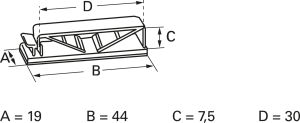 Mounting base, polyamide, light gray, self-adhesive, (L x W x H) 44 x 19 x 7.5 mm