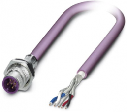 Sensor actuator cable, M12-cable plug, straight to open end, 5 pole, 0.5 m, PUR, purple, 4 A, 1437562