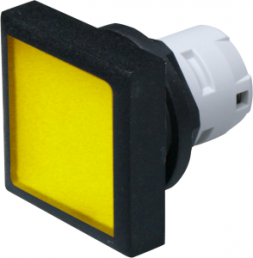 Pushbutton, illuminable, groping, waistband square, yellow, front ring black, mounting Ø 16.2 mm, 1.30.070.201/1403
