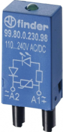 Plug-in module, green, freewheeling diode, 110-220 VDC for switching relay, 99.80.9.220.99