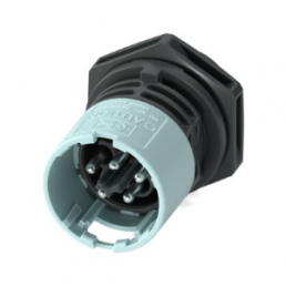 Circular connector, frontpanel, black, 5 poles, 0,5 - 2,5 mm², 400 V, 25A, screw, male, for Signal