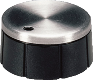 Rotary knob, 6 mm, plastic, black/silver, Ø 24 mm, H 12.4 mm, A1624260
