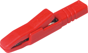 Alligator clip, red, max. 9.5 mm, L 80.5 mm, CAT O, socket 4 mm, AK 2 S RT