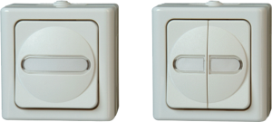 Surface-mount pushbutton wet rooms
