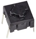 Short-stroke pushbutton, 1 Form A (N/O), 50 mA/24 VDC, unlit , actuator (black), 3.5 N, THT