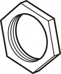 Hexagon nut, M10x1, W 13 mm, H 2.5 mm, brass, 347
