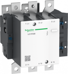 Power contactor, 3 pole, 330 A, 400 V, 3 Form A (N/O), coil 24 VDC, bolt connection, LC1F330BD