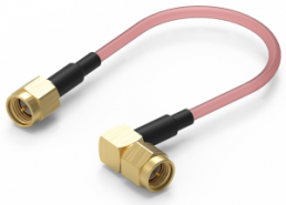 Coaxial cable, SMA plug (straight) to SMA plug (angled), 50 Ω, RG-316/U, grommet black, 304.8 mm, 65503503630505