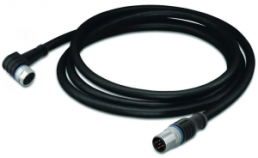 Sensor actuator cable, M8-cable socket, angled to M12-cable plug, straight, 4 pole, 1 m, PUR, black, 4 A, 756-5509/040-010