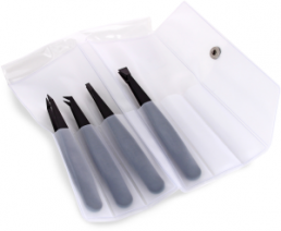ESD Carbon fiber tweezers (4 tweezers), uninsulated, antimagnetic, plastic, 110 mm, K4PICF