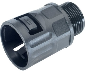 Straight hose fitting, M63, polyamide, IP66, black, (L) 70 mm