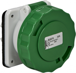CEE surface-mounted socket, 2 pole, 32 A/20-25 V, green, 4 h, IP67, 82969