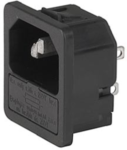 Combination element C14, 3 pole, snap-in, plug-in connection, black, 6200.4215