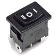 Rocker switch, black, 1 pole, On-Off, off switch, 16 A/125 VAC, IP40, unlit, printed