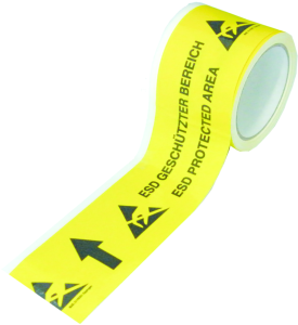 Floor marking tape, symbol: ESD PROTECTED AREA, (L x W) 15 m x 70 mm, vinyl, C-195 075