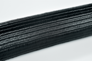 Plastic braided sleeve, inner Ø 12 mm, range 8-14 mm, black, halogen free, -60 to 150 °C