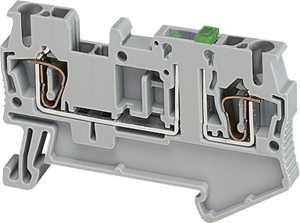 Knife disconnect terminal block, 2 pole, 0.8-4.0 mm², clamping points: 1, gray, spring balancer connection, 20 A