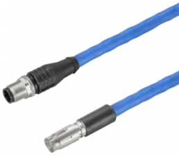 Sensor actuator cable, M12-cable plug, straight to M12-cable socket, straight, 4 pole, 1.5 m, Radox EM 104, blue, 4 A, 2503760150