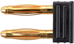 Ø 2 mm connecting plug, gold-plated, black