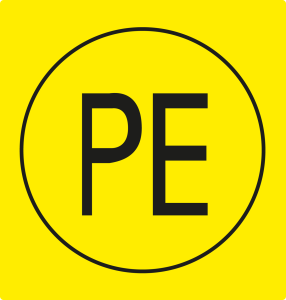 Vinyl cable maker, inscribable, imprint "PE", (W x H) 12.95 x 12.96 mm, yellow, PESC-H-PE