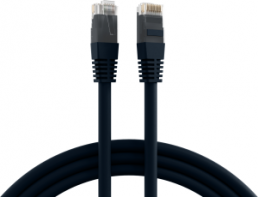 Patch cable, RJ45 plug, straight to RJ45 plug, straight, Cat 6A, U/UTP, PVC, 1 m, black