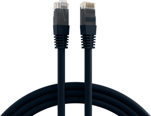 Patch cable, RJ45 plug, straight to RJ45 plug, straight, Cat 6A, U/UTP, PVC, 1 m, black