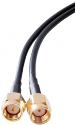 Coaxial cable, RP-SMA plug (straight) to SMA plug (straight), RG-174/U, grommet black, 0.5 m, C-00958-01-3