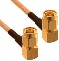 Coaxial Cable, SMA plug (angled) to SMA plug (angled), 50 Ω, RG-174/U, grommet black, 250 mm, 135104-02-M0.25