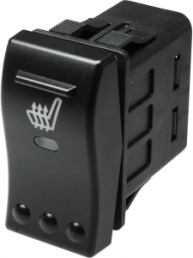 Rocker switch, black, 1 pole, On-Off, off switch, 10 A/12 VDC, IP66, illuminated, printed