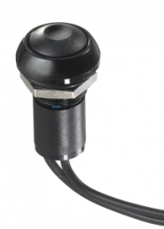 Pushbutton switch, 1 pole, black, unlit , 4 A/12 V, mounting Ø 13.6 mm, IP67, IPR1FAD2