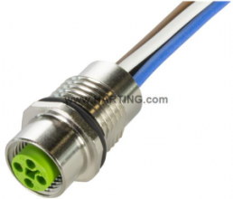Sensor actuator cable, M12-flange socket, straight to open end, 4 pole, 0.5 m, 12 A, 21433992400