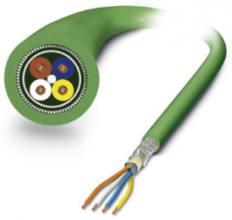 PUR ethernet cable, Cat 5, PROFINET, 4-wire, 0.34 mm², AWG 22-19, green, 1416363