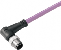 Bus line, M12-plug, angled to open end, PUR, 10 m, purple
