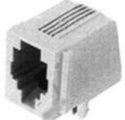 Socket, RJ11/RJ12/RJ14/RJ25, 6 pole, 6P6C, Cat 3, solder connection, PCB mounting, 5520250-3