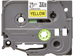 Labelling tape cartridge, 18 mm, tape yellow, font black, 8 m, TZE-641