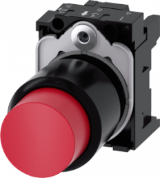 Pushbutton, red, unlit , mounting Ø 22.3 mm, IP66/IP67/IP69/IP69K, 3SU1200-0FB20-0AA0