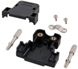 D-Sub connector housing, size: 3 (DB), straight 180°, cable Ø 8 mm, plastic, black, 29412.1