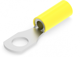 Insulated ring cable lug, 2.62-5.54 mm², AWG 12 to 10, 6.35 mm, M6, yellow