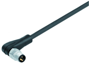 Sensor actuator cable, M8-cable plug, angled to open end, 3 pole, 2 m, PUR, black, 4 A, 79 3407 52 03
