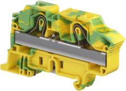 Terminal block, push-in spring connection, 16 mm², 2 pole, 8 kV, yellow/green, 1SNK712150R0000