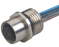 Socket, M12, 5 pole, solder connection, screw locking, straight, 933040100