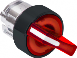 Selector switch, illuminable, groping, waistband round, red, front ring black, 3 x 45°, mounting Ø 22 mm, ZB5AK1543