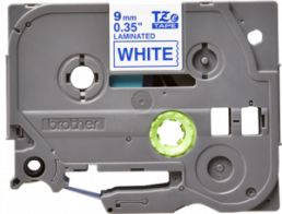 Labelling tape cartridge, 9 mm, tape white, font blue, 8 m, TZE-223