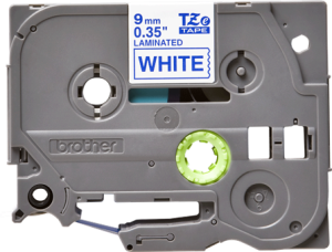 Labelling tape cartridge, 9 mm, tape white, font blue, 8 m, TZE-223