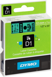 Labelling tape cartridge, 12 mm, tape green, font black, 7 m, S0720590