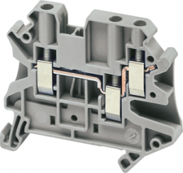 Terminal block, 3 pole, 0.2-4.0 mm², clamping points: 3, gray, screw connection, 32 A